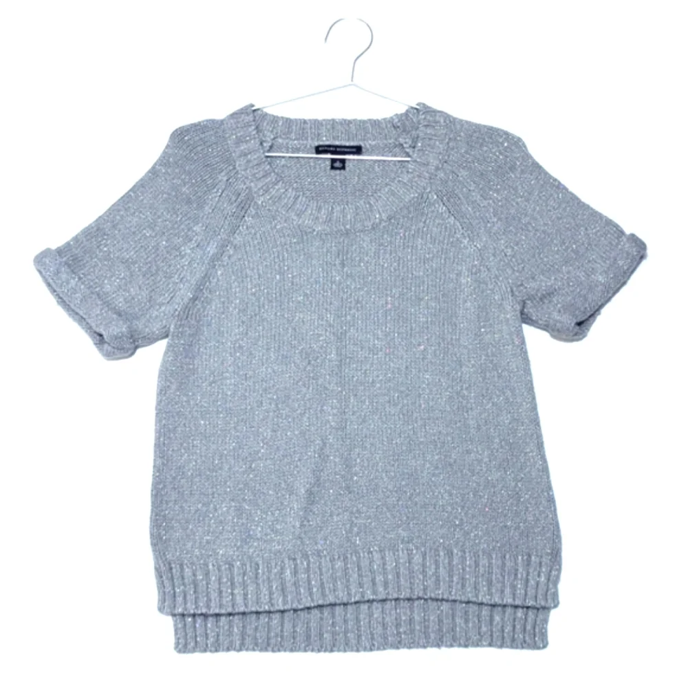Banana Republic | Knit Sweater | Gray & Gold Sparkles | Winter | Rolled Sleeve | - Picture 3 of 6
